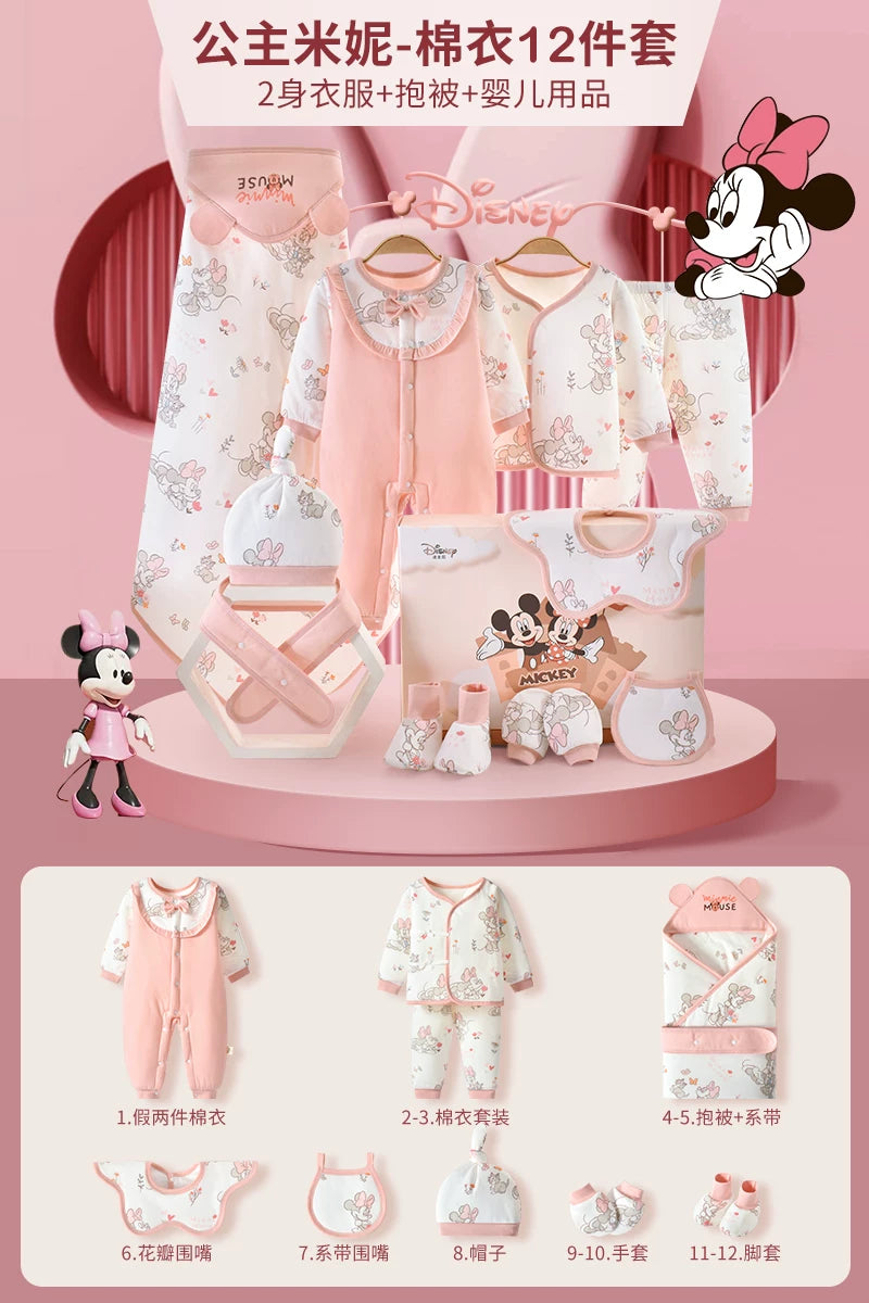 Qız uşaqları üçün Disney körpə geyimləri hədiyyə qutusu dəsti, yeni doğulmuş körpələr və tam aylıq qeyd etmələr üçün yüksək səviyyəli bir hədiyyə.