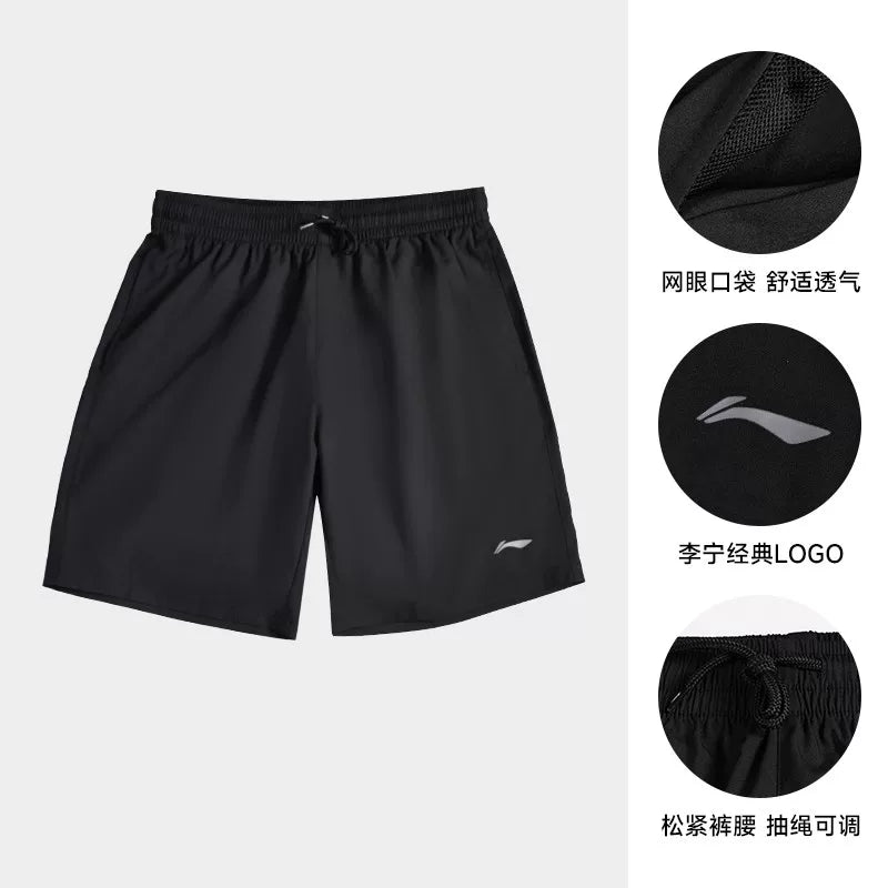 Li Ning idman şortu tez quruyan qaçış fitness basketbolu kişi çimərlik şalvarı qadın astarlı saxta buz ipək amerikan kostyum üzgüçülük