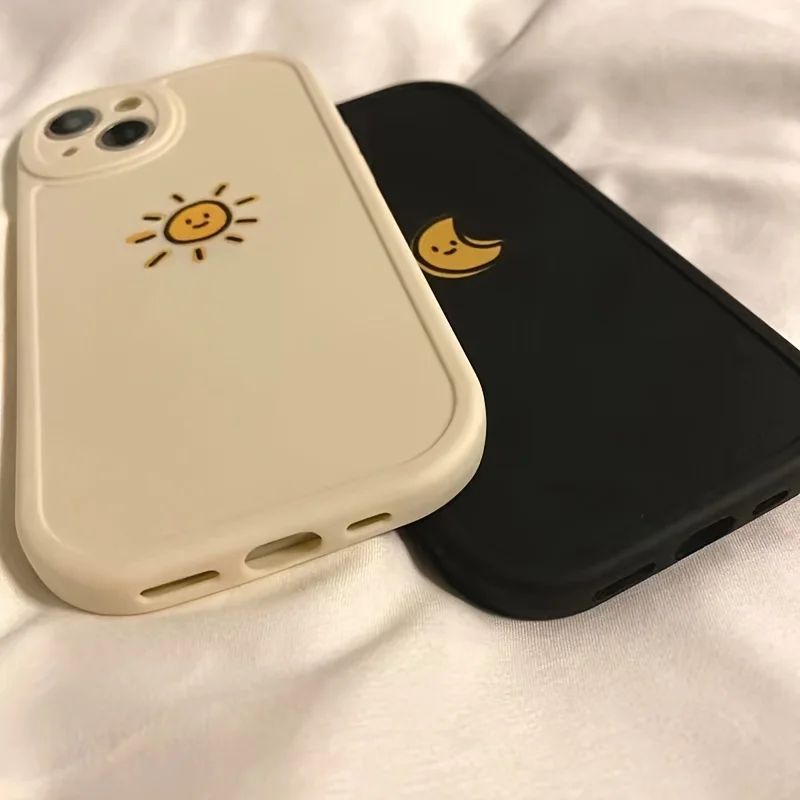 Simple Sun Moon Phone Case for iPhone 11 12 13 14 15 Pro Max