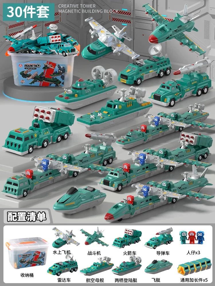 Maqnit tikinti blokları, uşaq oyuncaqları, təhsil, transformasiya, montaj, mühəndislik vasitəsi, robot, 6 yaşlı uşaqlar üçün Milad hədiyyəsi.