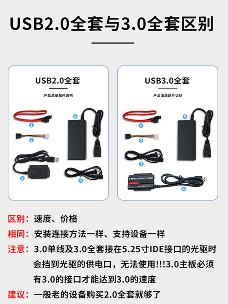 Huagu Easy Drive Kabel USB3.0-dan IDE/SATA sabit diskə çevirmə adapteri 2,5/3,5 düymlük universal sərt disk