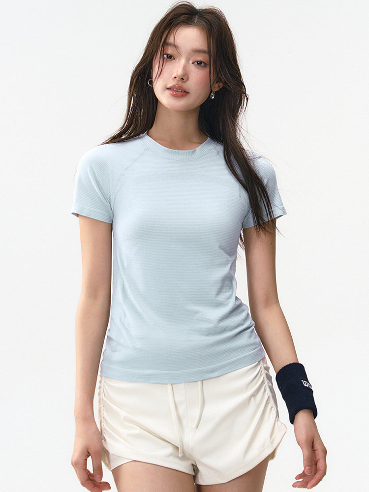 Ağır Atletika Fairy Yeni Tez Quruyan Yoqa Geyimi Qısaqol Qadın Açıq Havada Qaçış İdman Üstü Peşəkar Təlim Fitnes T-shirti