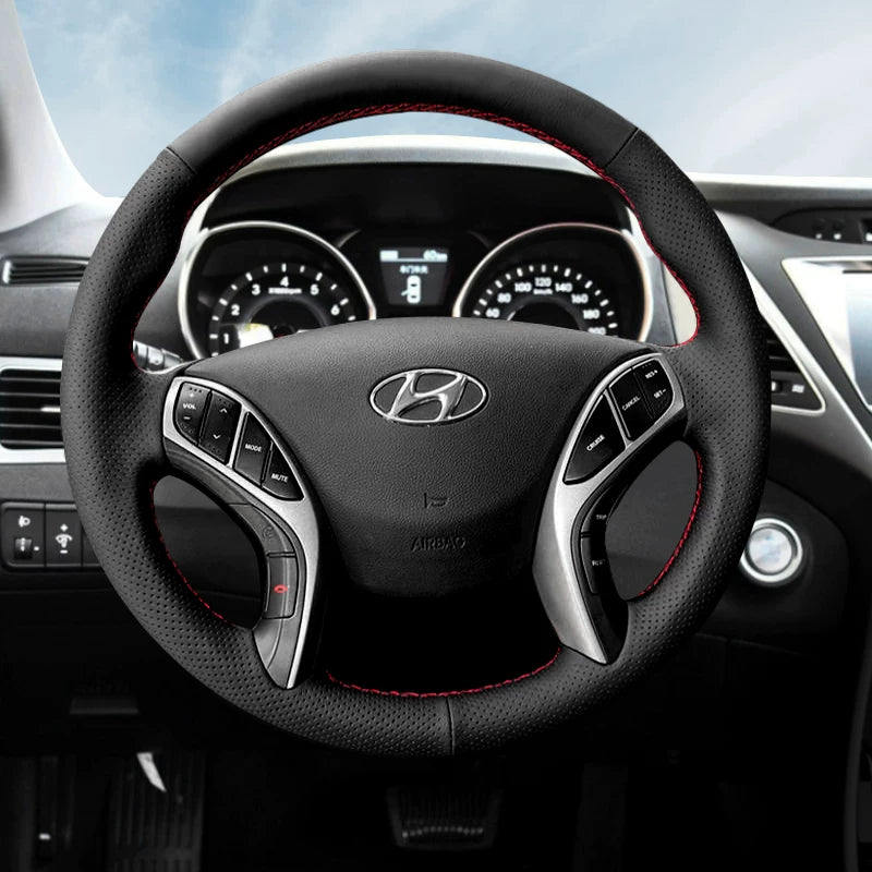 Hyundai Elantra, Hyundai Mistra, Hyundai Yuedong, Tucson və Langdong ix35 üçün qış versiyası üçün əl ilə tikilmiş orijinal dəri sükan örtüyü.