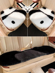Cute panda themed car seat covers for winter, one-piece, thickened and warm for the back seats.