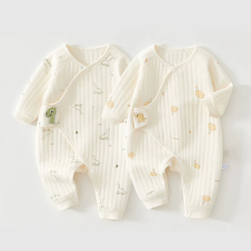 2 hissəli yeni doğulmuş körpə geyimləri dəsti, payız və qış bodiləri, təmiz pambıqdan isti və qalınlaşdırılmış körpə pijamaları, qış kombinezonları