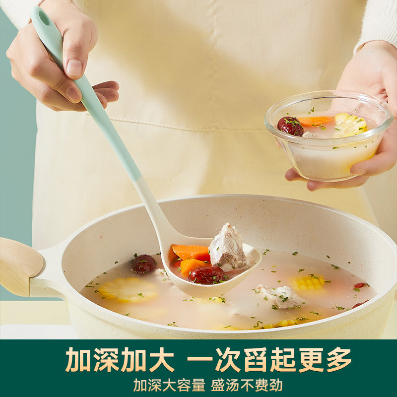Cuidahuang silikon spatula, yapışmayan qab, xüsusi qida dərəcəli yüksək temperatura davamlı silikon yemək spatula, şorba qaşığı və süzgəc dəsti