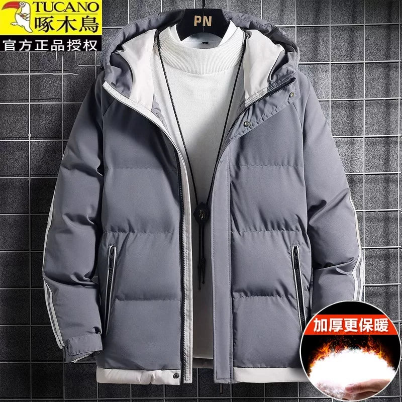 Woodpecker Kişilər üçün Aşağı Gödəkçə, Qış Şort Modeli, 2025 Yeni Gündəlik Pambıq Yastıqlı Gödəkçə, Başlıqlı, Çoxfunksiyalı, Qalın Pambıq Yastıqlı Palto, Dəbli