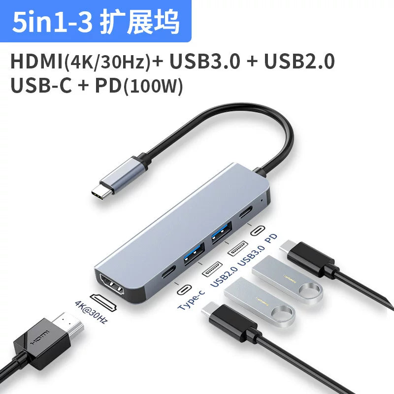 Type-c alüminium ərintisi dok stansiyası 3.0USB splitter 100M şəbəkə port hub HUB kompüter genişləndirilməsi dok
