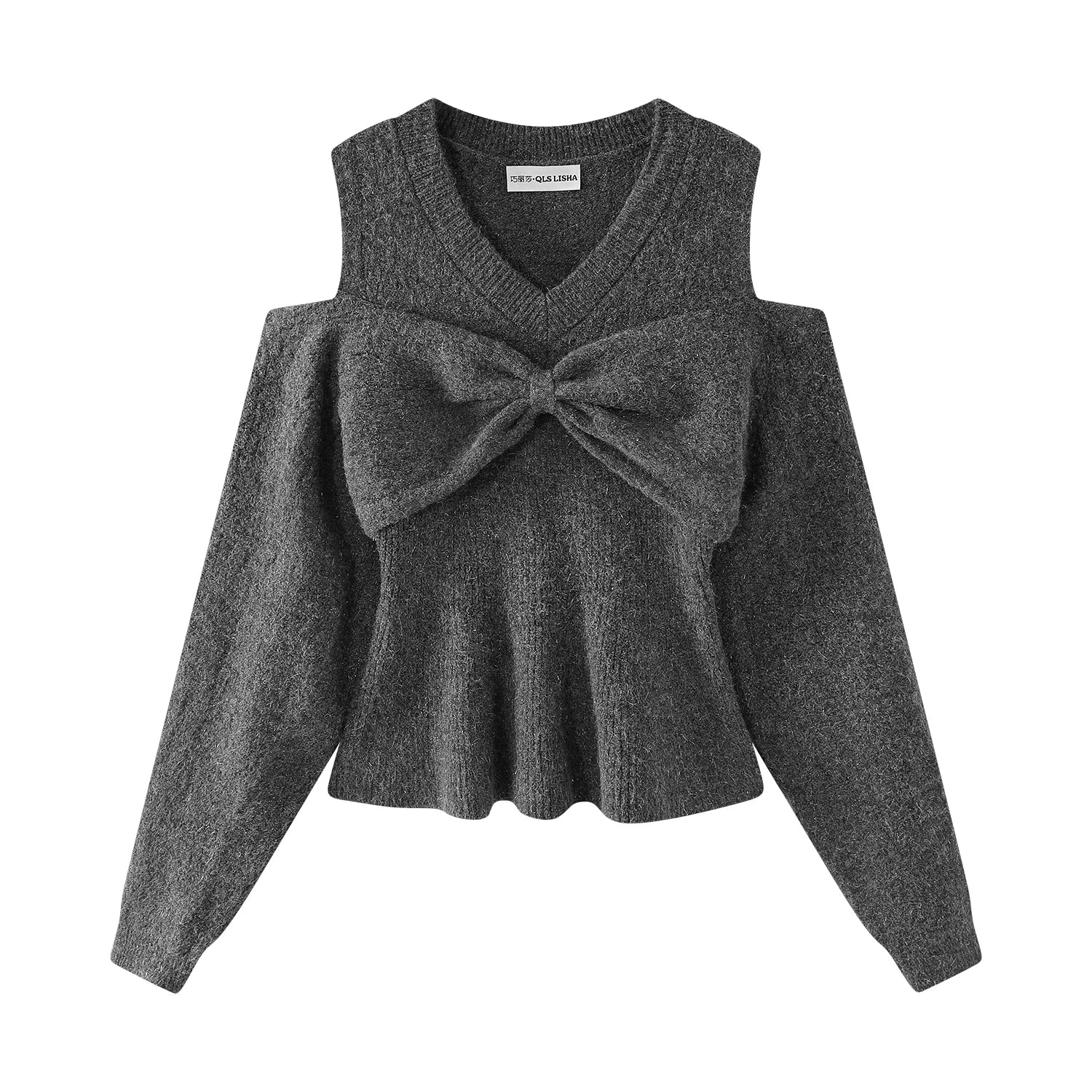 Cholisa-dan qadınlar üçün unikal və incə, super gözəl qırmızı Milad sviteri, qalınlaşmış payız və qış, Koreya üslubunda bantlı düyünlü çiyinli köynək