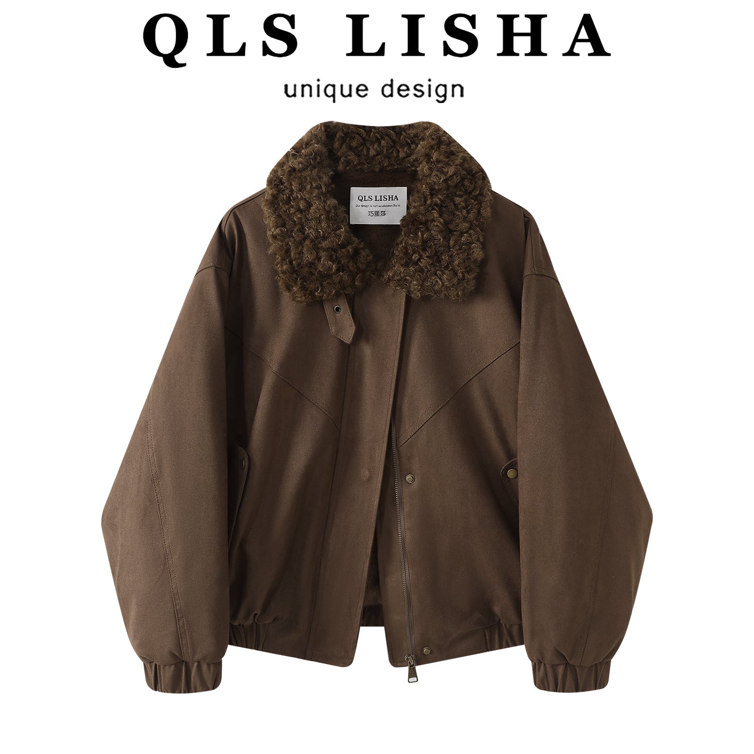 Cholisa Payız/Qış Yeni Maral Dərisi Yun Astarlı Qalın Palto Qadın Merard Retro Yaxa İsti Gödəkçə Top