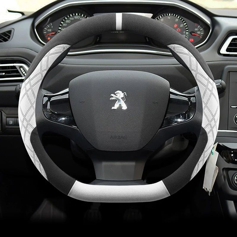 Peugeot 308 Sükan Çarxı Qış Xüsusi Zamşa Flis Stil 16-2019 Sürüşməyə Qarşı Tər Uducu Avtomobil Sükan Çarxı İsti