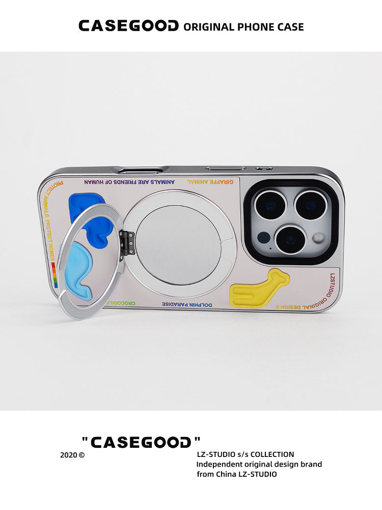 CASEGOOD orijinal niş yüksək səviyyəli gümüş güzgü maqnit dayaq nöqtəsi cib telefonu qutusu 17 yeni Apple 16promax iPhone15pro qoruyucu qutu üçün uyğundur 14 daxili fırlanan mötərizə 13