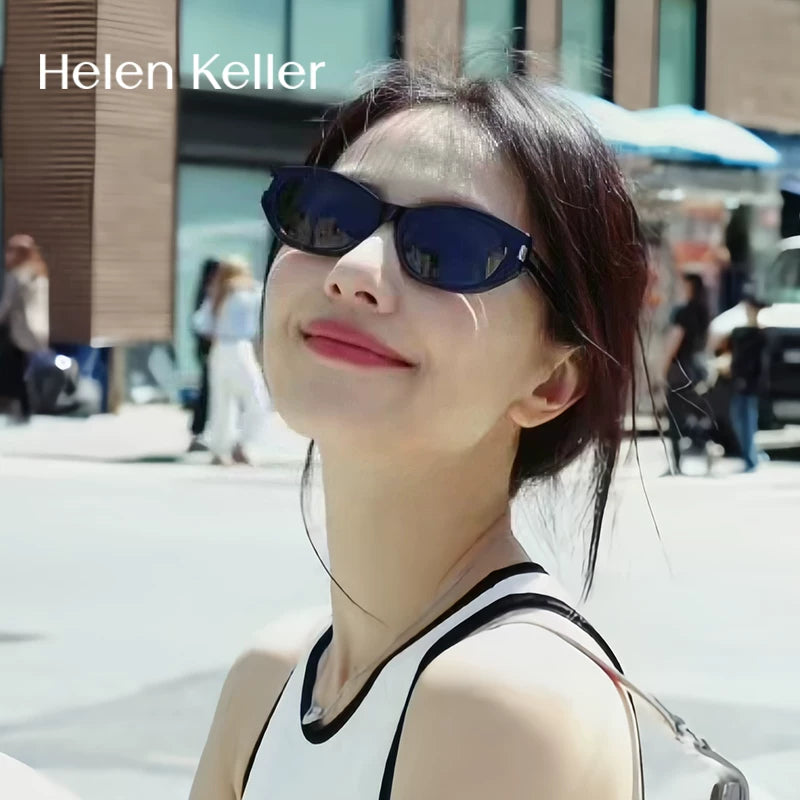 [Coco Mirror] Helen Keller Cat Eye Qadın Trendy Dar Çərçivə Anti-UV Günəş Eynəyi H2606