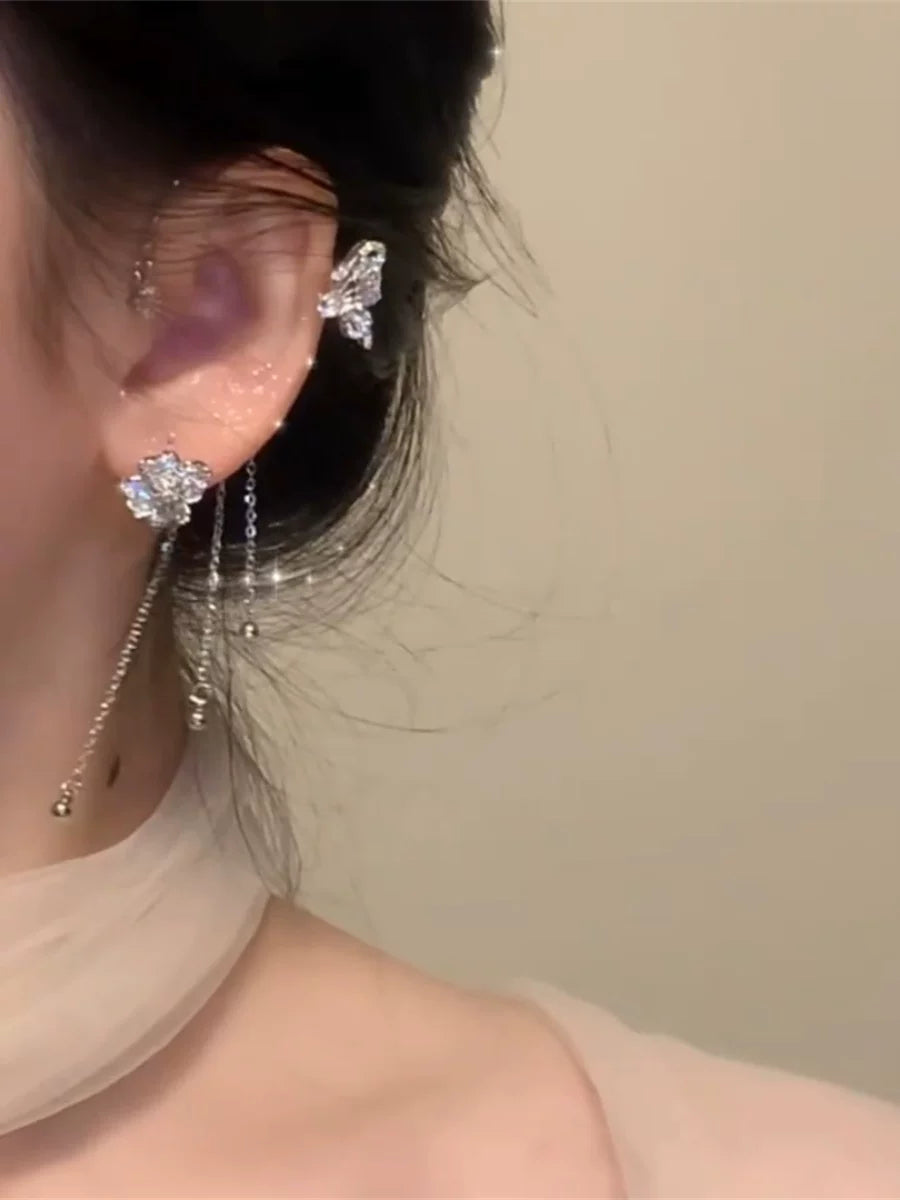 FIXOOFIX Kəpənək Püsküllü Qulaq Qarmağı Qulaq Qısqacları Deşikli Qulaqsız Qadınlar üçün - Niş Zərif Qısqaclı Qadınlar üçün Sırğalar - Əlverişli Lüks