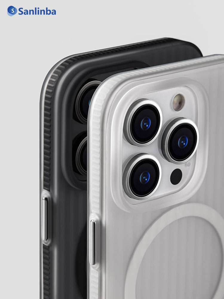 Sanlinba dəri hiss edən zolaqlı maqnit cib telefonu qutusu Apple iPhone17ProMax şaxtalı sürüşməyə qarşı Magsafe qoruyucu qutusu yeni 16Pro premium sadə hər şeyi əhatə edən sərt qabıq üçün uyğundur