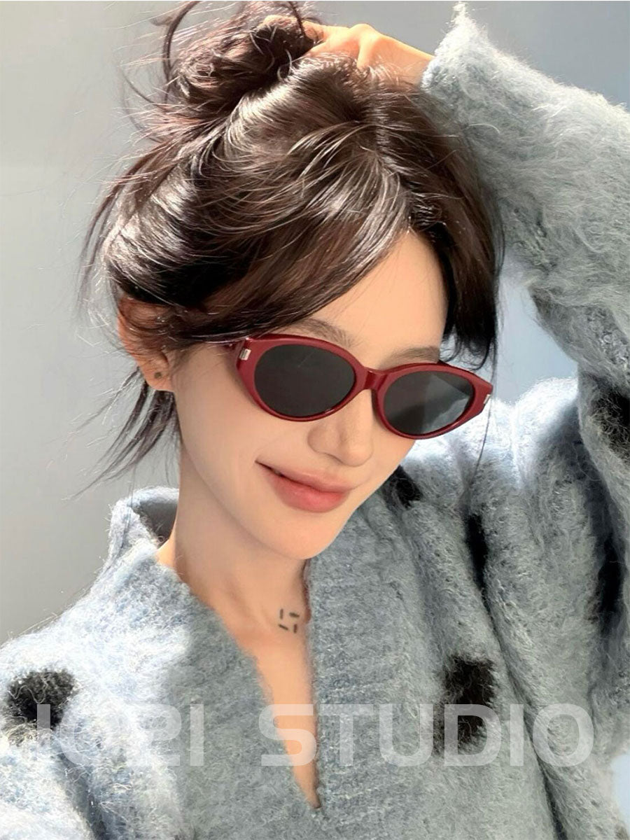 Koreya versiyası 2026 yeni pişik gözü retro Ancora qırmızı günəş eynəyi qadınların yüksək səviyyəli miyopiya əleyhinə UV günəş eynəyi
