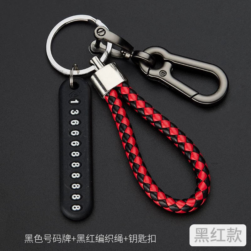 Mobil telefon nömrə nişanı hörmə simli avtomobil açarı itirməyə qarşı telefon DIY kulon kişi və qadın 8 sözlü açarlıq açar zənciri