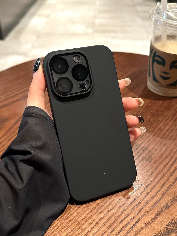 Ultra nazik dəri tutqun iphone17 mobil telefon qutusu üçün uyğundur 16pro apple 17promax lens filmi ilə yeni hava 15pro qara döyüşçü 13 kişi 14 düz rəng və hər şey daxil 12 qoruyucu örtük