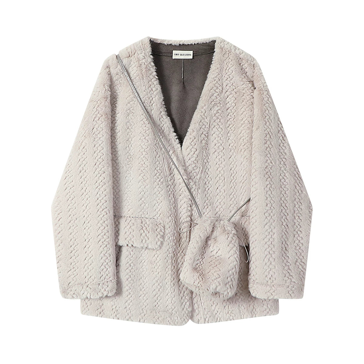 Cholisa-nın payız və qış üçün unikal və şık qısa, təsadüfi quzu yun paltosu.