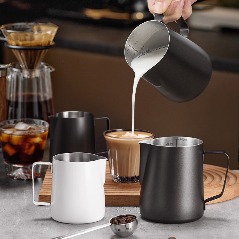 Qəhvə latte sənət stəkanı latte sənət silindri 304 paslanmayan poladdan hazırlanmış latte sənət artefaktı süd silindrli süd köpüyü stəkan sivri dimdikli kran ağızlı süd köpüyü fincanı
