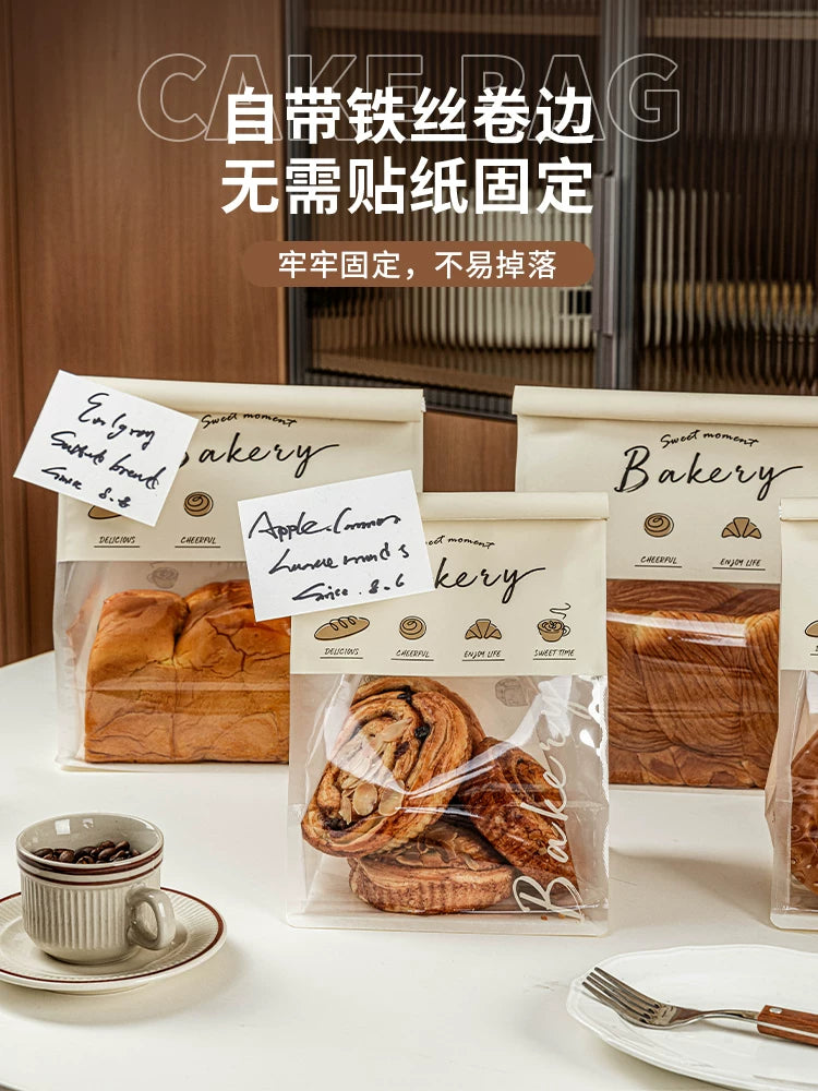 Tost çörəyi qablaşdırma çantası bişmiş mochi peçenyesi özünü möhürləyən qida çantası qablaşdırma kağız çantası 450 q kraft kağız çantası