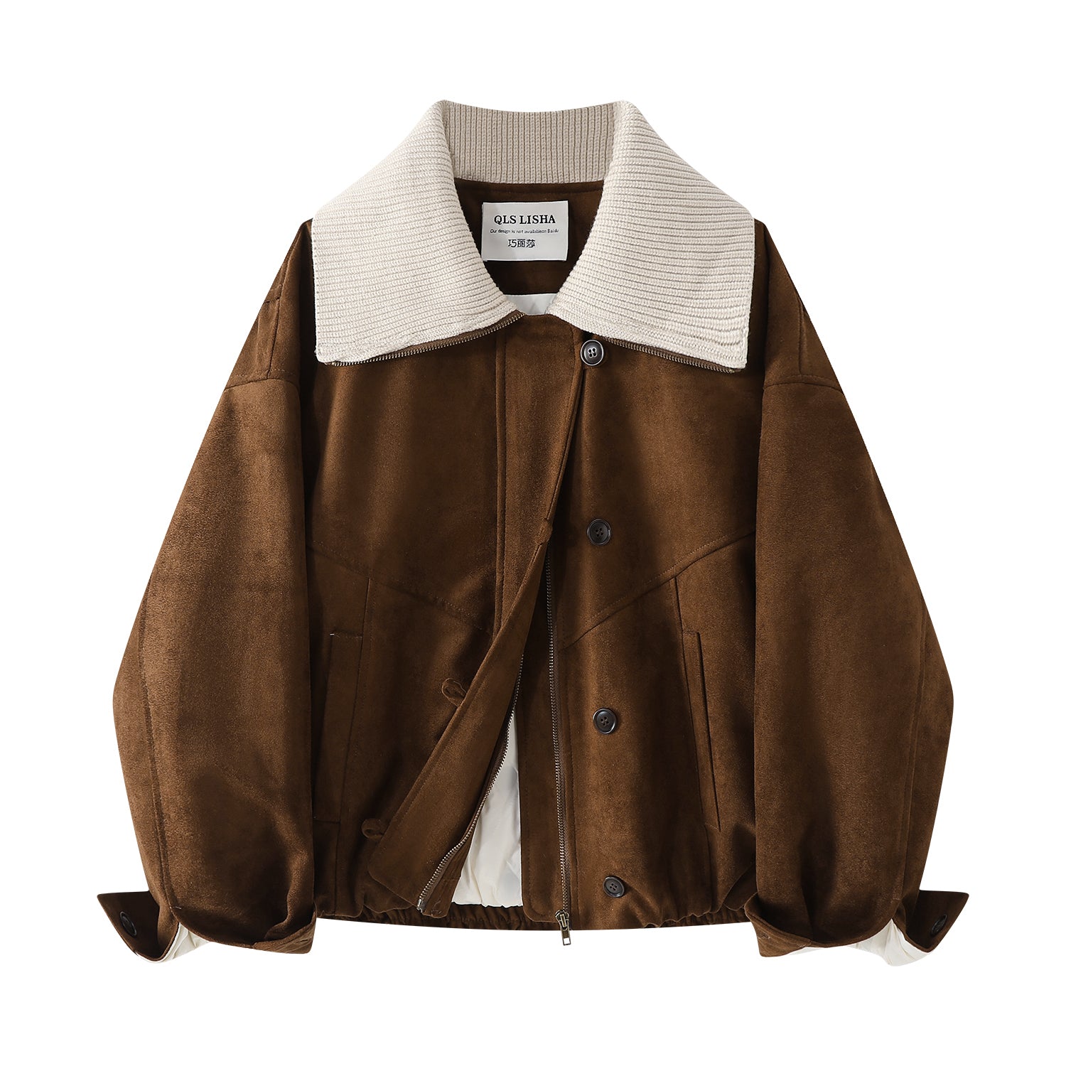 Cholisa'nın yüksək səviyyəli və gözəl qadın qış aşağı gödəkçəsi, 2025 yeni model, yaxa rəngli bloklu gödəkçə, motosiklet stili.