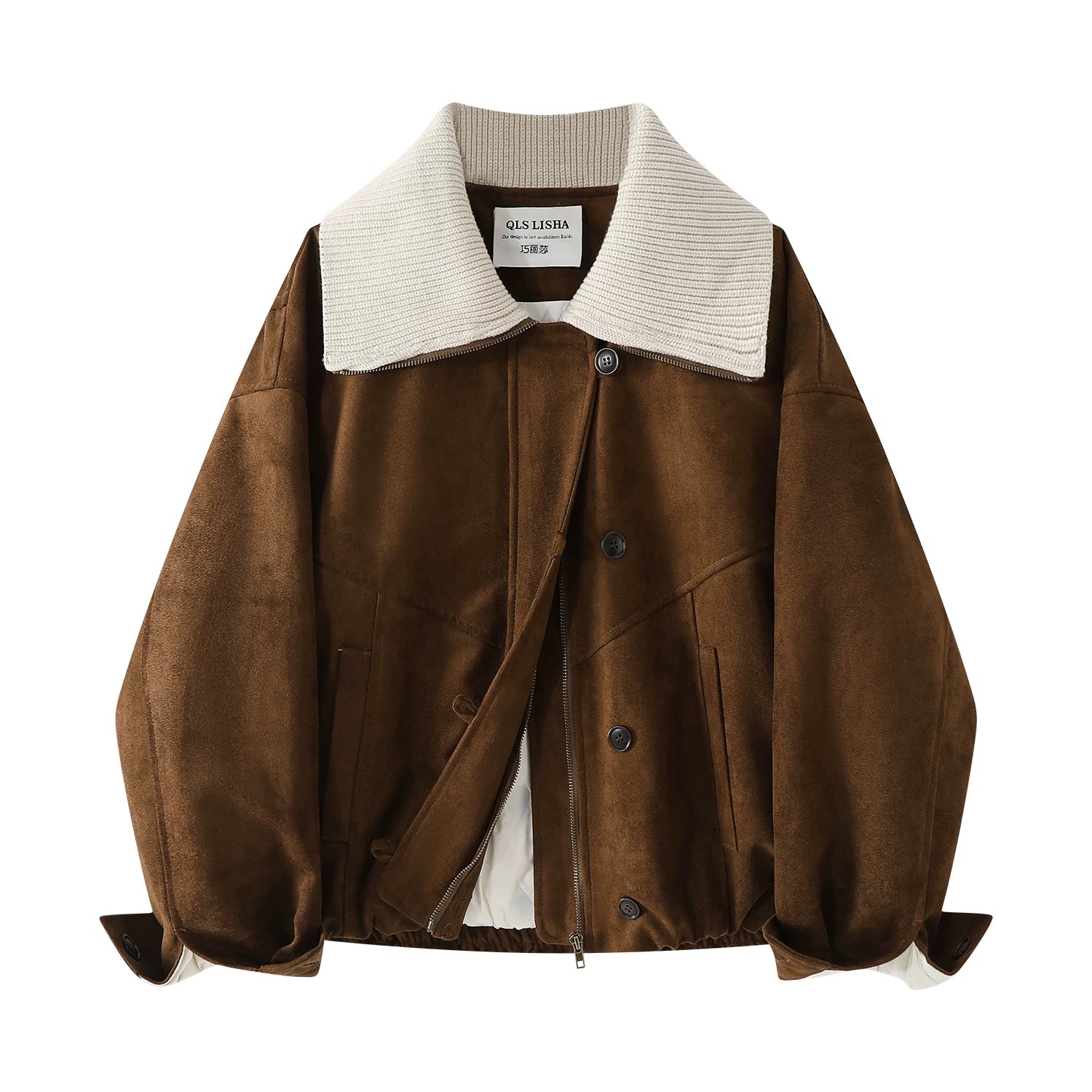 Cholisa'nın yüksək səviyyəli və gözəl qadın qış aşağı gödəkçəsi, 2025 yeni model, yaxa rəngli bloklu gödəkçə, motosiklet stili.