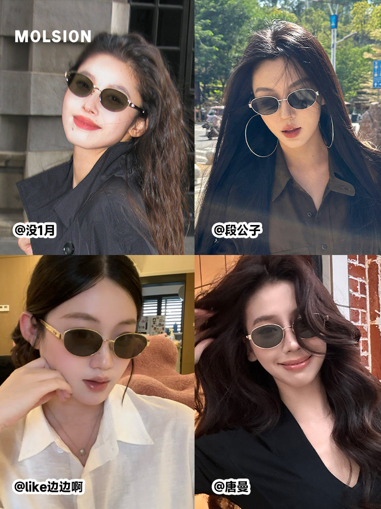 618 Böyük Satılır Mosen Qianjin Mirror 26 Yeni Günəş Eynəyi Günəşdən Qoruyucu Moda Retro Oval Günəş Eynəyi MM7005