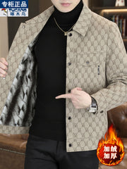 Ağacdələn Payız/Qış Kişilər üçün Yüksək Keyfiyyətli Yun Astarlı Dəbli Yaxalıqlı Gündəlik Gödəkçə