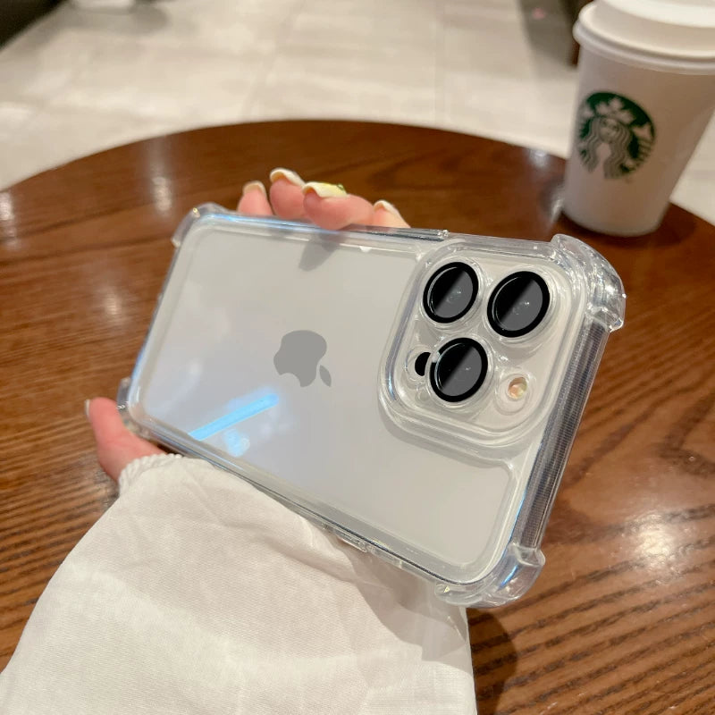 Apple silikon tətbiqi qabıq Apple çanta kəməri 14 düşməyə qarşı şəffaf sərt qabıq 13 dördbucaqlı əl qoruyucusu 16pm17pro15promax tam xrplus11 hava yastığı filmi yeni lens qutusu qram/