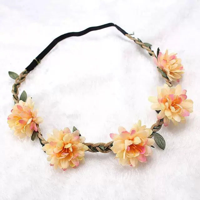 1 Piece Women Charming Floral Tiara Wedding Floral Headband Hairband A
