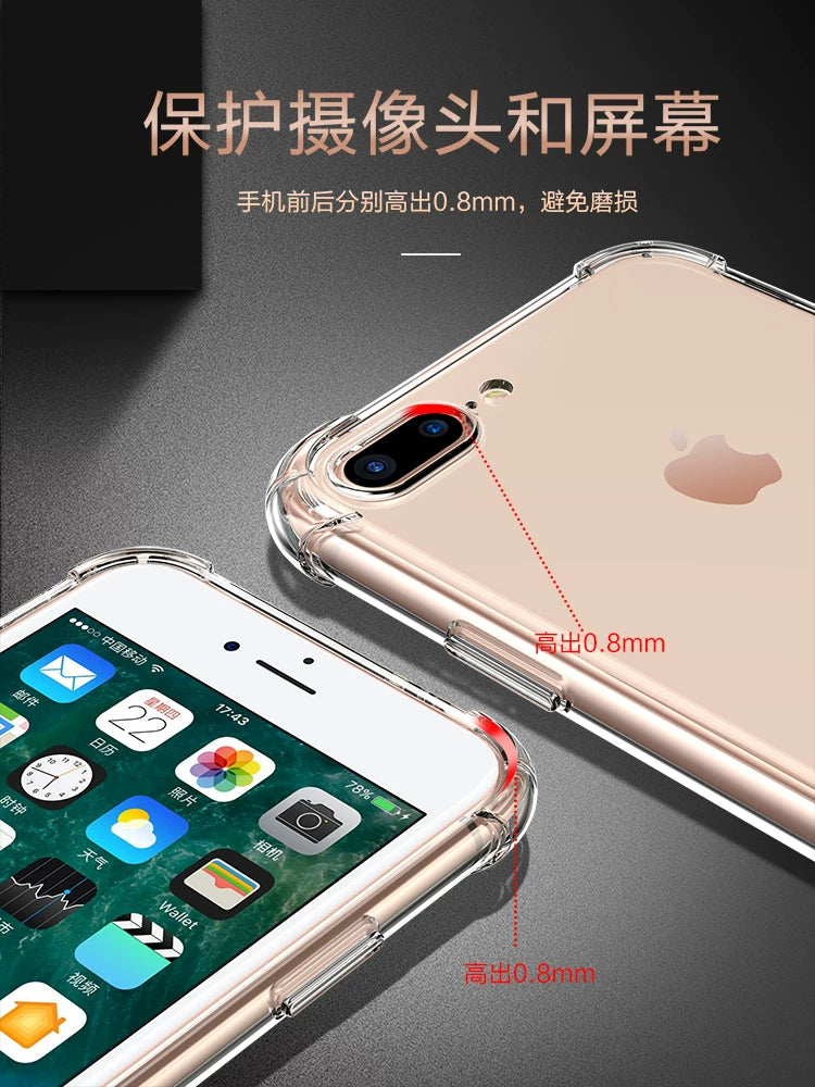 Enoch Apple 8Plus mobil telefon qutusu üçün uyğundur silikon Apple 7 şəffaf düşməyə qarşı qoruyucu örtük Apple 8 hava yastığı iphone7plus yumşaq qabıq 7P qadın və kişi moda modeli 8P hər şey daxil səkkiz yeni 7plus dəsti