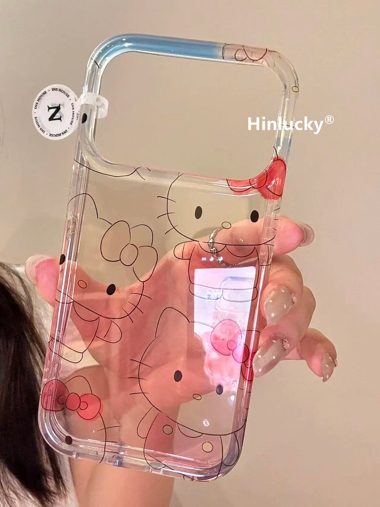 Hinlucky Yapon və Koreya ins sevimli cizgi filmi şəffaf pişik Apple 17 mobil telefon qabı iphone16promax ikiqat IMD15 zəncir 14 yıxılmaya qarşı qoruyucu örtük qadın 13 unikal və super gözəl görünüşlü