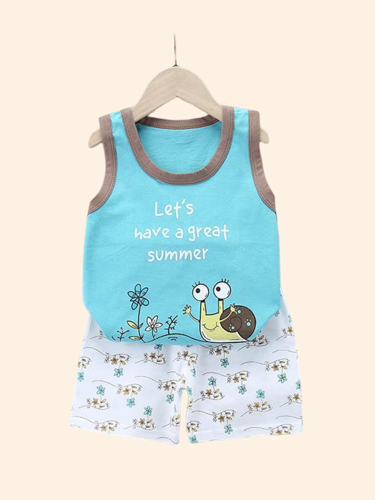 2PCS Uşaq Geyim Jilet Kostyum Uşaq Dəstləri Summer Cott