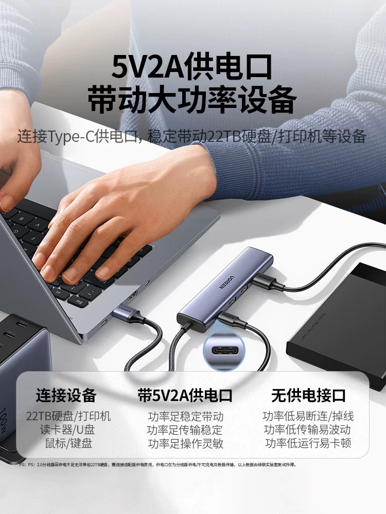 Green Alliance usb genişləndirici dəsti splitter fiş çox portlu typec uzatma hub3.0 xarici adapter u disk enerji təchizatı ilə konvertasiya noutbuk planşet stolüstü usp multi-interfeys genişləndirilməsi dok - 2