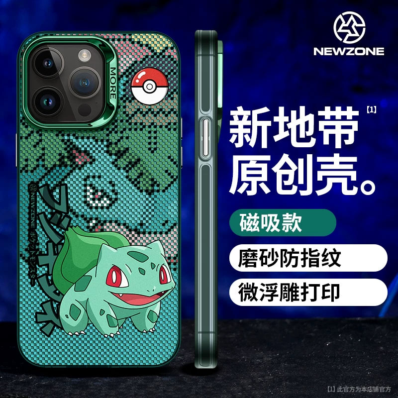 iPhone 15 Pro, Pokémon Apple 14, Gengar IP 13pm, Pikachu 12pro Max və düşmədən qorunmaq üçün yeni MagSafe Pokémon 16 buzlu korpusu üçün yeni Zone uyğun maqnit telefon korpusu.