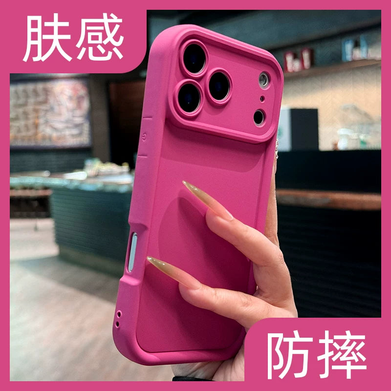 Qatılaşdırılmış hava yastığı olan Apple 17 mobil telefon qutusu, yeni iphone17promax yumşaq silikon 17pro sadə 16 düz rəng 15 kişi 14 qadın 13 hər şey daxil 12 yumşaq qabıq 11 düşməyə qarşı və dəri hissi x