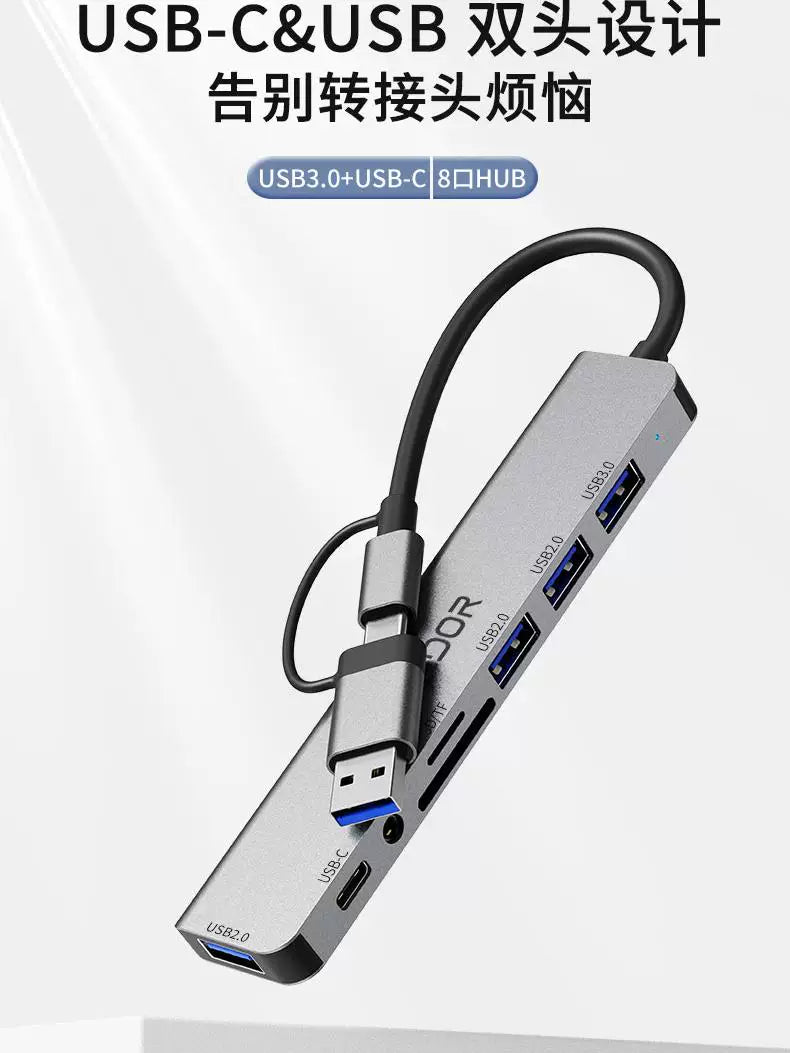 Gaoduo iki başlı dok stansiyası HUB kart oxuyucu tipc cib telefonu noutbuk planşet usb multi-interfeys 3.5mm