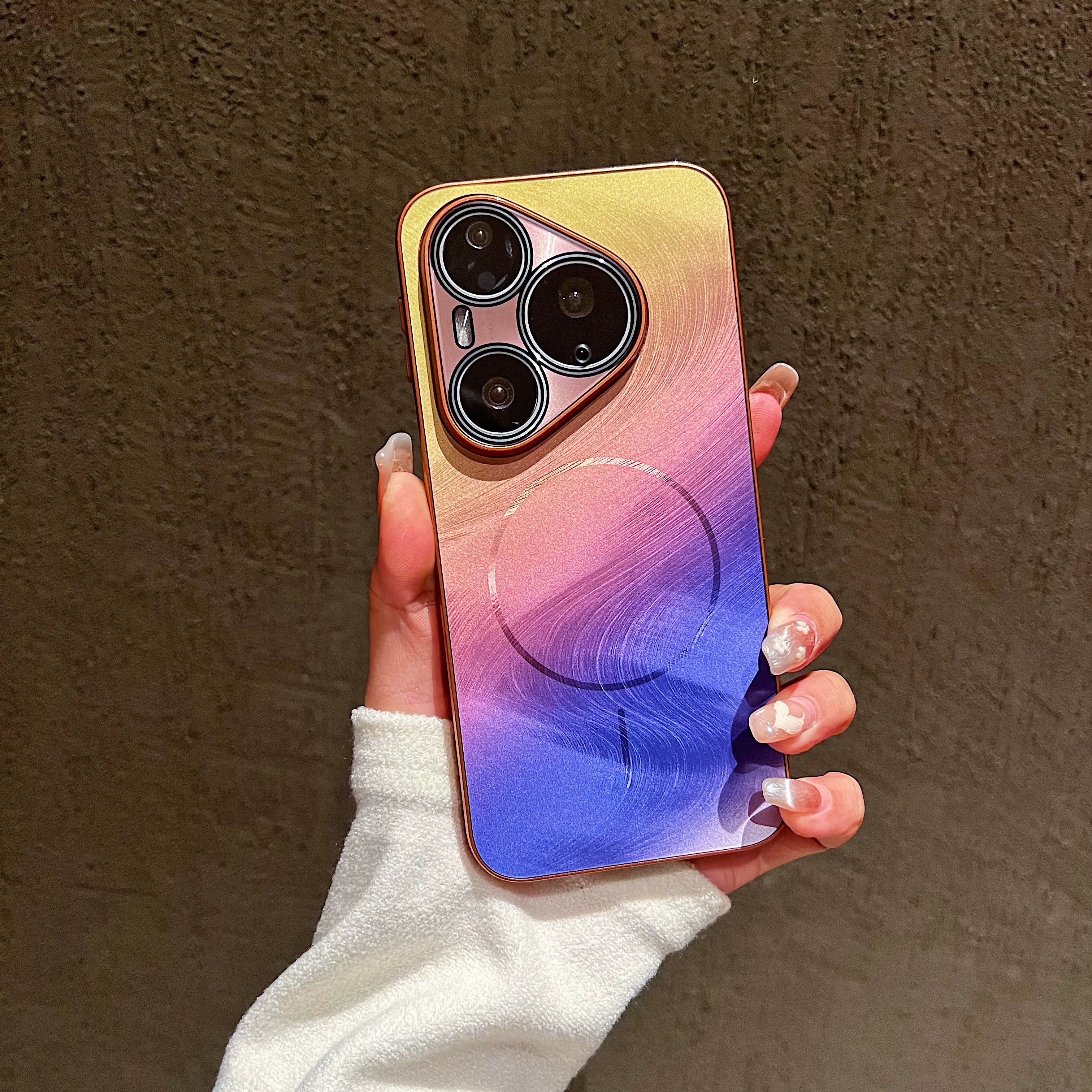 Pura90promax mobil telefon qutusu üçün uyğundur Huawei yeni seriyalı dörd künclü düşməyə qarşı lens hər şey daxil olmaqla qoruyucu örtük maqnit udma qabaqcıl sadə pura80pro gradient buzlu ultra nazik p70ultra Hui