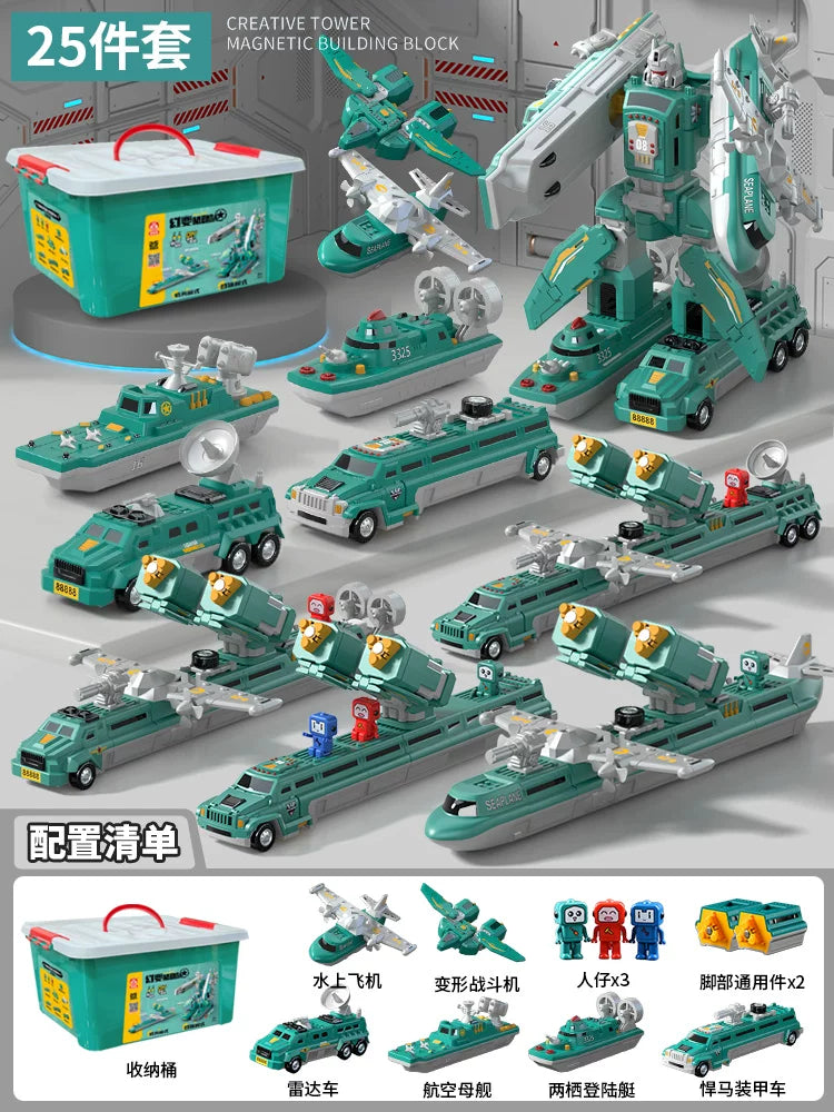 Maqnit tikinti blokları, uşaq oyuncaqları, təhsil, transformasiya, montaj, mühəndislik vasitəsi, robot, 6 yaşlı uşaqlar üçün Milad hədiyyəsi.