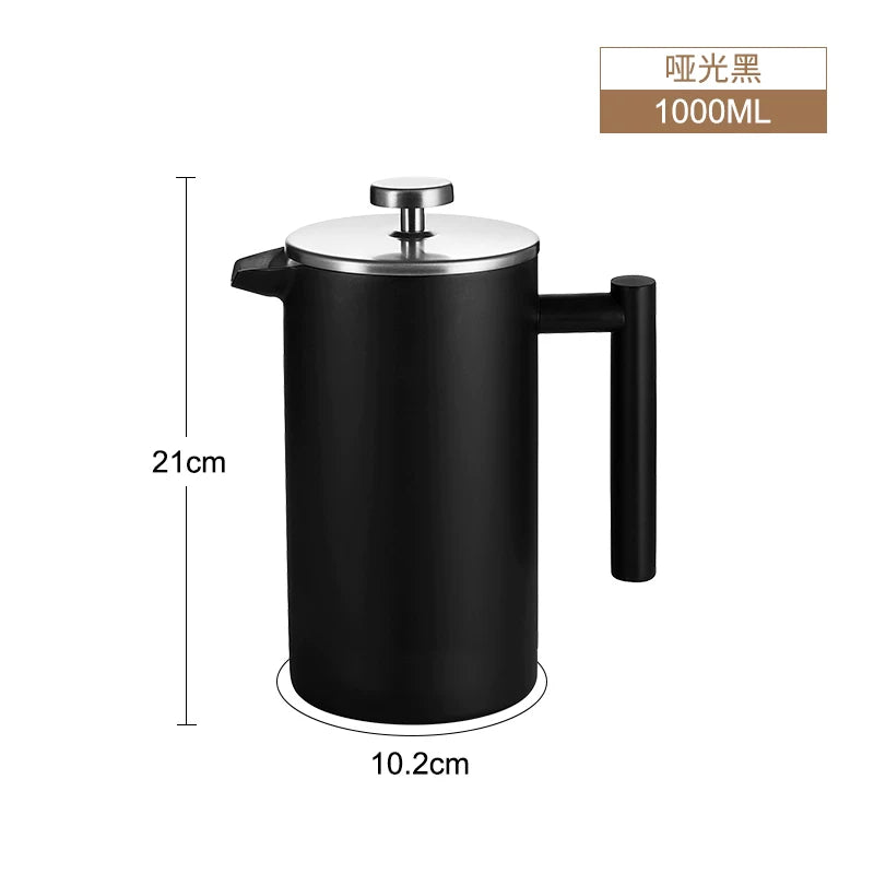 Highwin304 paslanmayan poladdan fransız press qəhvə qabı Fransız əl ilə dəmlənmiş qəhvə dəsti çay üçün ikiqat izolyasiya
