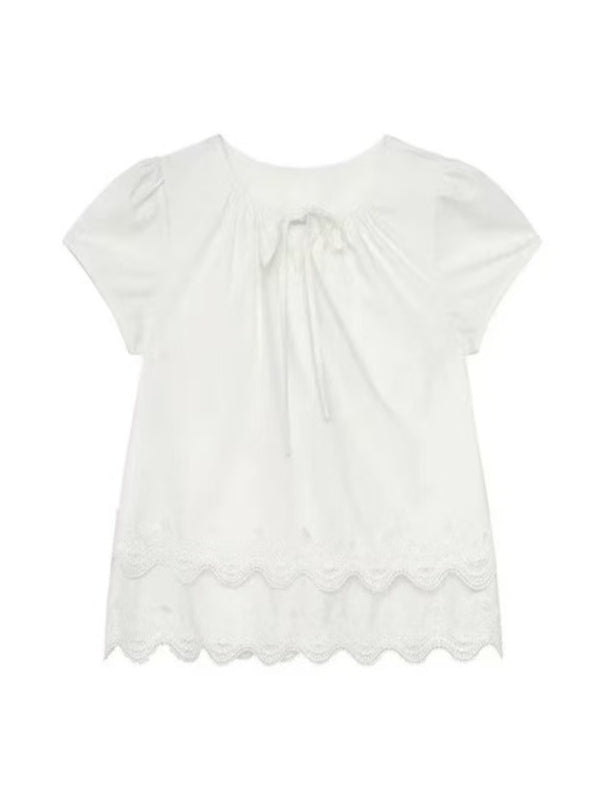 Böyük ölçülü, fransız üslubunda, içi boş, çoxqatlı krujeva bluza, 2026-cı ilin yayı, böyük ölçülü qadınlar üçün boş formalı, arıqladıcı və şık top.