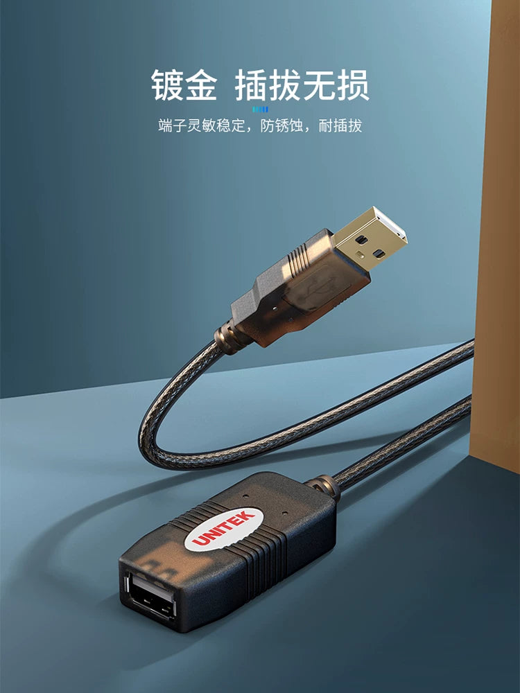 Siqnal gücləndirmə çipi ilə üstün usb uzatma kabeli kişidən qadına kompüter məlumat kabeli uzatma monitorinqi wifi kamera printeri klaviatura siçanı simsiz şəbəkə kartı uzatma kabeli 20 metr