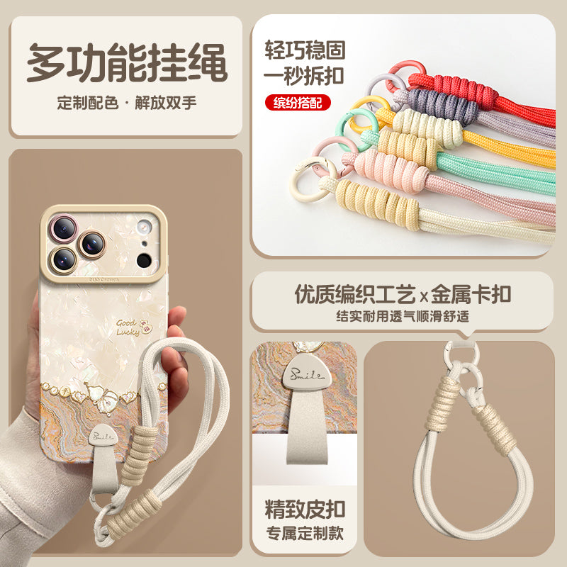 Apple 17promax mobil telefon qutusu üçün uyğundur yeni 17e Yeni il yumşaq qabıq 14 super yaraşıqlı 13 düşməyə qarşı 15pro sadə silikon iPhone16 lanyard yaşlı qadınlar üstəgəl uğurlar balqabağı 12 qadın