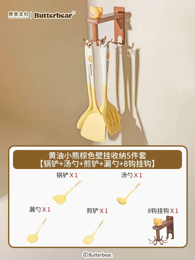 [Müasir Evdar qadın və Yağlı Ayı] Silikon spatula məişət qaşıq yapışmayan yemək spatulası mətbəx qabı dəsti