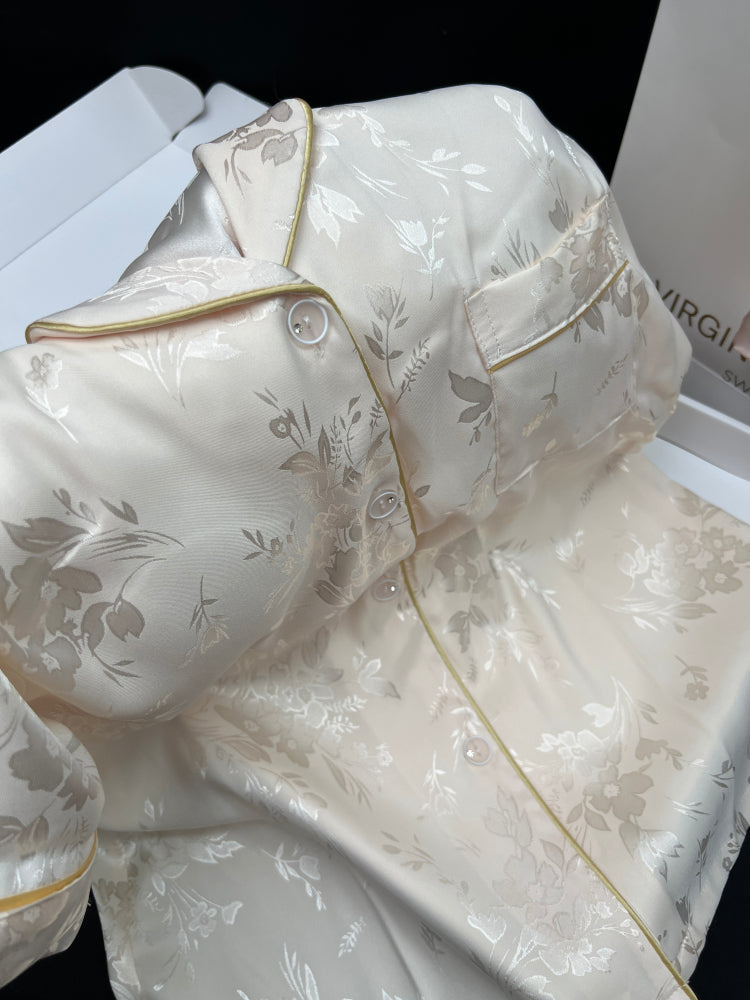 Qadınlar üçün milli üslubda vintage pijama, buz ipəkdən qısaqol üç parça kostyum, yaz və yay yeni nazik kəsik, yüksək səviyyəli ev geyimi döş yastığı