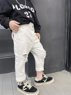 2023 Uşaq Oğlanlar Cins Şalvarları Moda Geyimləri Gündəlik Şalvar Denim Clot