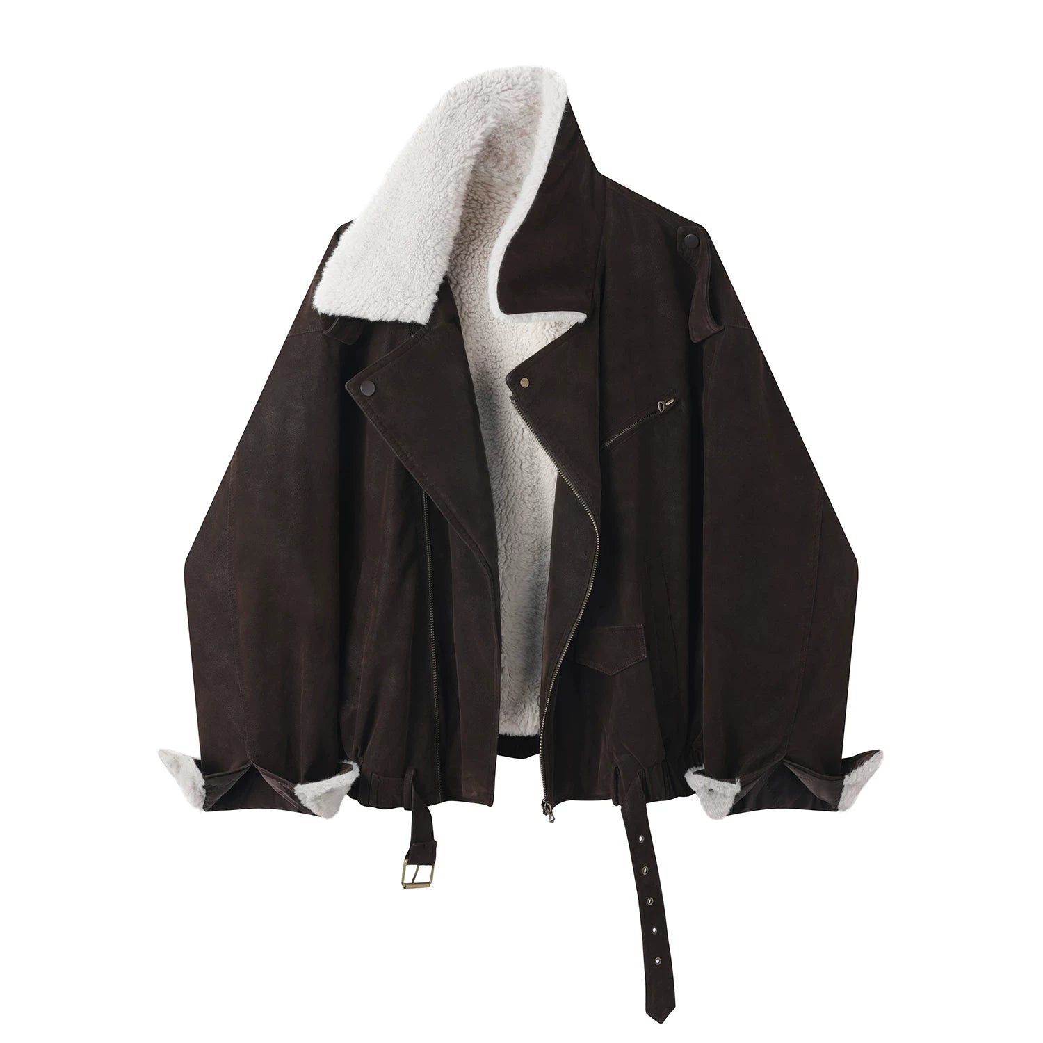 Cholisa Motosiklet Zamşa Gödəkçə Qadınlar üçün 2025 Qış Yeni Stil Sərin və Dəbli Amerika Retro Yun astarlı Qalın Gödəkçə