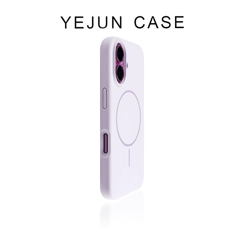 Yejun iphone16/16pro mobil telefon qutusu üçün uyğundur 17 ağ maye maqnit Apple 16promax incə dairə böyük dəlik 15pro dəri hissi 14 yüksək səviyyəli hiss 13 düşməyə qarşı 12 silikon 16plus