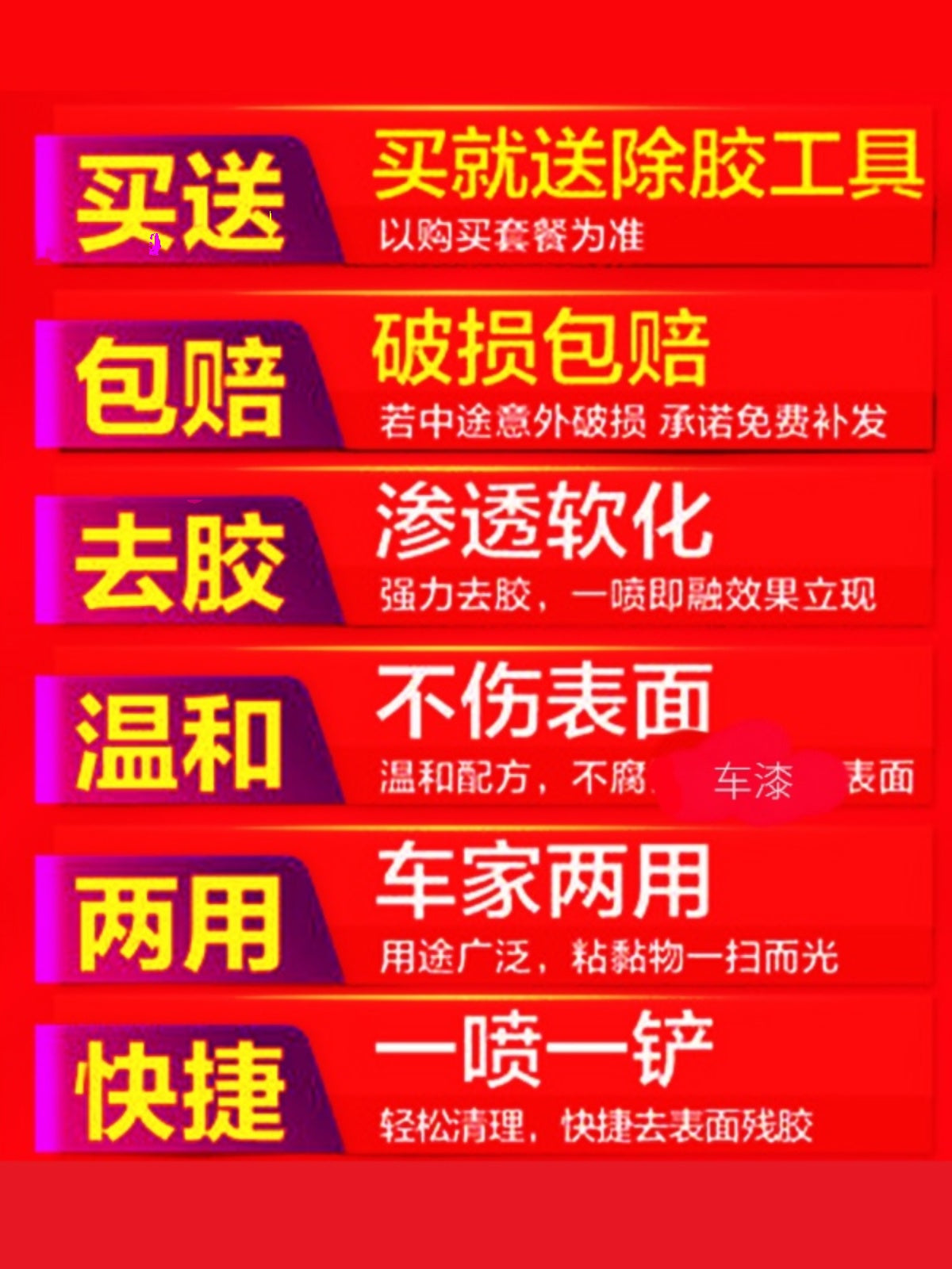 Pulsuz Enerji Yapışqan Təmizləyicisi Avtomobil Bilet Etiketi Yapışqan Şüşə Etiketi Neytral Ev Tez Təmizləyicisi